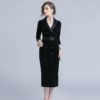 Office lady Velvet bodycon midi dress - Image 3