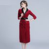 Office lady Velvet bodycon midi dress - Image 4