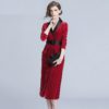 Office lady Velvet bodycon midi dress - Image 6