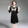 Office lady elegant Cotton short dress