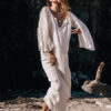 Plunging Boho Knotted Cold Shoulder Dress
