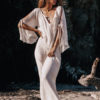 Plunging Boho Knotted Cold Shoulder Dress - Image 2
