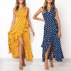 Plus Size Dot Sleeveless V Neck Ruffles Dress - Image 11