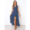 Plus Size Dot Sleeveless V Neck Ruffles Dress