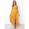 Plus Size Dot Sleeveless V Neck Ruffles Dress - Image 3