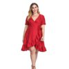 Plus Size Ruffles Dot Elegant Sexy Short Dress