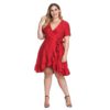 Plus Size Ruffles Dot Elegant Sexy Short Dress - Image 3