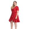 Plus Size Ruffles Dot Elegant Sexy Short Dress - Image 5