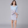 Plus size Lace Patchwork Flare Sleeve short Dress - Image 4