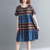 Plus size Striped Loose short sleeve Casual Dress