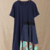 Polka Dot Ethnic Print Patch Short Sleeve Mini Dress - Image 3