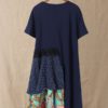 Polka Dot Ethnic Print Patch Short Sleeve Mini Dress - Image 2