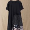 Polka Dot Ethnic Print Patch Short Sleeve Mini Dress