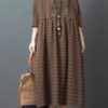 Polka Dot Lace Patchwork 3/4 Sleeve Maxi Dress - Image 4