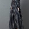 Polka Dot Lace Patchwork 3/4 Sleeve Maxi Dress - Image 2