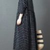 Polka Dot Lace Patchwork 3/4 Sleeve Maxi Dress - Image 3