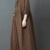 Polka Dot Lace Patchwork 3/4 Sleeve Maxi Dress - Image 5