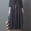 Polka Dot Lace Patchwork 3/4 Sleeve Maxi Dress