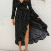 Polka Dot Split Floor Chiffon Maxi Dress