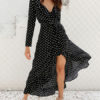 Polka Dot Split Floor Chiffon Maxi Dress - Image 2