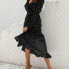 Polka Dot Split Floor Chiffon Maxi Dress - Image 3