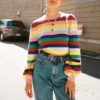Rainbow Striped Pullover Sweater - Image 4