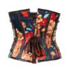 Retro Floral Steel Boned Lace Up Back Cinching Chains Corset - Image 2