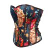 Retro Floral Steel Boned Lace Up Back Cinching Chains Corset - Image 3