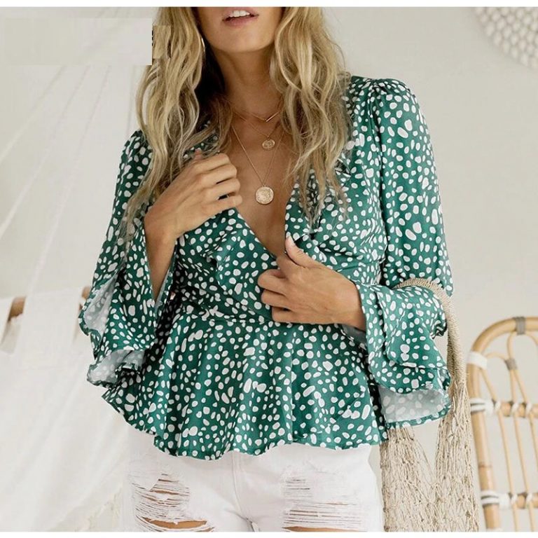 Ruffles Retro Sexy Leopard Print Blouses
