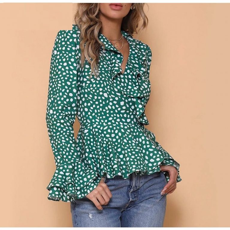 Ruffles Retro Sexy Leopard Print Blouses - Image 3