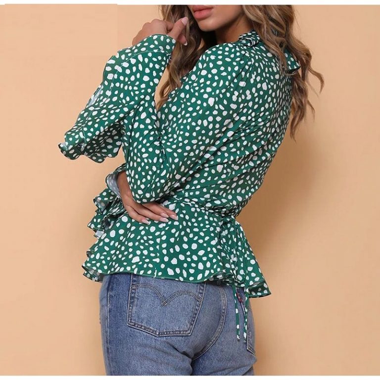Ruffles Retro Sexy Leopard Print Blouses - Image 2