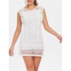 Scoop Collar Sleeveless See-Through Crochet Tunic