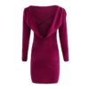 Sexy Backless Cross Bandage Velvet O-neck Bodycon Dress - Image 9
