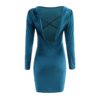 Sexy Backless Cross Bandage Velvet O-neck Bodycon Dress - Image 4