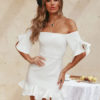 Sexy Bodycon Bell Sleeves Short Dress - Image 2