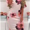 Sexy Floral Print Ruffles Halter Sheath Dress