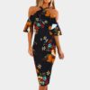 Sexy Floral Print Ruffles Halter Sheath Dress - Image 11