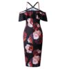 Sexy Floral Print Ruffles Halter Sheath Dress - Image 18