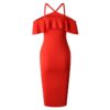 Sexy Floral Print Ruffles Halter Sheath Dress - Image 30