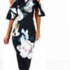 Sexy Floral Print Ruffles Halter Sheath Dress - Image 6