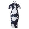 Sexy Floral Print Ruffles Halter Sheath Dress - Image 7