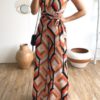 Sexy Geometric Lace-up Sleeveless Maxi Dress - Image 2