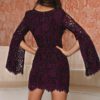 Sexy Hollow Out O Neck Long Sleeve Bodycon Party Dress - Image 7