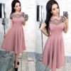 Sexy Lace Patchwork Short Sleeve V-neck Knee-length Party Dress - Image 3