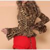 Sexy Leopard Print Feminino Ruffles Wrap Blouses Top - Image 2