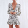 Sexy Print Long Sleeve Beach Holiday Party Dress
