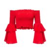 Sexy Ruffle Butterfly Long Sleeve Beach Crop Top
