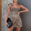 Sexy Sling Sleeveless Striped Mini Dress - Image 2