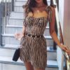 Sexy Sling Sleeveless Striped Mini Dress - Image 3