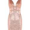 Sexy V Neck Glitter Sequins Spaghetti Straps Pencil Dress - Image 4